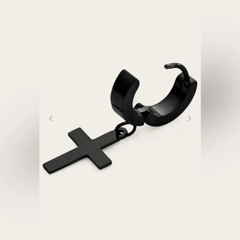 Black Cross Dangle Earring